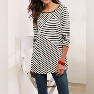 Soft Surroundings Women’s Calma Tee Linen Blend Stripes Tunic Size Large